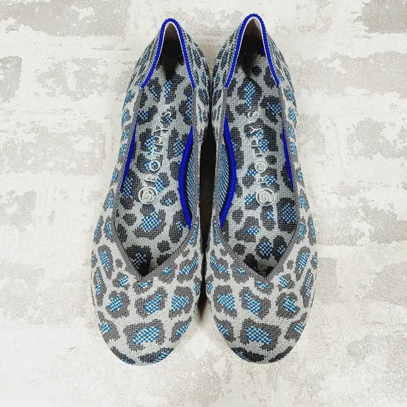 New Rothy's The Flat Grey Spotted Animal Print Knit Ballet Flats W349